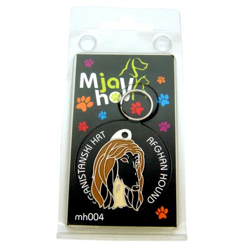 <h3>Custom personalized dog name tag Afghan hound</h3>
This unique, cute and quality dog id tag is offered with laser-engraved name and phone number or your custom text. It comes with a stainless steel split ring for easy attachment to your pet’s collar. All items are also available as keychains.
A perfect gift for dogs and dog lovers.

<strong>Color:</strong> colored/silver
<strong>Size:</strong> 24 x 38 mm (0.94 x 1.50 inch)
<strong>Engraving area:</strong> 20 x 20 mm (0.79 x 0.79 inch); recommended layout up to 4 lines, 15 characters per line.

Laser engraving on the back side is included in the price. Please enter the text you would like engraved (recommended: dog’s name and phone number). The engraving will be centered and easy to read. 
<strong>Important:</strong> If you exceed the recommended text length, the engraving will be significantly smaller and may become difficult to read. For best readability, we strongly recommend keeping the text short and clear.

Metal, chrome plated dog tag or key ring. 
Hand made, hand colored, made in Slovenia. 

In stock.

<h3>About the breed – Afghan hound</h3>
<section>
<h2>Afghan Hound Breed Profile: Characteristics & Care</h2>
<p>The <strong>Afghan Hound</strong> (also known as Afghan Hound dog) is an elegant, impressive, and ancient breed known for its aristocratic appearance and flowing coat. It belongs to the <strong>FCI Group 10 (Sighthounds)</strong>. Originally bred for hunting in harsh mountainous regions, it combines speed, agility, and remarkable endurance.</p>
<h3>Temperament and Family Life</h3>
<p>Afghan Hounds can be affectionate family dogs that bond closely with their owners and can be good with children when properly socialized. They are often <strong>independent yet sensitive</strong>, with a calm demeanor indoors and an active spirit outdoors. While not typical watchdogs, they are <strong>alert and dignified</strong>, making them quietly observant companions.</p>
<h3>Physical Requirements & Exercise</h3>
<p>To keep an Afghan Hound healthy and happy, owners must meet specific needs:</p>
<ul>
    <li><strong>Daily Exercise:</strong> Regular running and opportunities to stretch their natural speed.</li>
    <li><strong>Space:</strong> Secure areas where they can move freely and safely.</li>
    <li><strong>Grooming:</strong> Intensive care of their long, silky <strong>coat</strong> to maintain its beauty and health.</li>
</ul>
<p><strong>Pro Tip:</strong> A <strong>personalized engraved dog tag</strong> is a stylish way to complement the Afghan Hound’s elegant look while also ensuring safety and individuality.</p>
</section>
