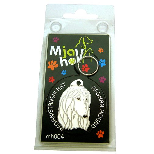 <h3>Custom personalized dog name tag Afghan hound white</h3>
This unique, cute and quality dog id tag is offered with laser-engraved name and phone number or your custom text. It comes with a stainless steel split ring for easy attachment to your pet’s collar. All items are also available as keychains.
A perfect gift for dogs and dog lovers.

<strong>Color:</strong> colored/silver
<strong>Size:</strong> 24 x 38 mm (0.94 x 1.50 inch)
<strong>Engraving area:</strong> 20 x 20 mm (0.79 x 0.79 inch); recommended layout up to 4 lines, 15 characters per line.

Laser engraving on the back side is included in the price. Please enter the text you would like engraved (recommended: dog’s name and phone number). The engraving will be centered and easy to read. 
<strong>Important:</strong> If you exceed the recommended text length, the engraving will be significantly smaller and may become difficult to read. For best readability, we strongly recommend keeping the text short and clear.

Metal, chrome plated dog tag or key ring. 
Hand made, hand colored, made in Slovenia. 

In stock.

<h3>About the breed – Afghan hound white</h3>
<section>
<h2>Afghan Hound Breed Profile: Characteristics & Care</h2>
<p>The <strong>Afghan Hound</strong> (also known as Afghan Hound dog) is an elegant, impressive, and ancient breed known for its aristocratic appearance and flowing coat. It belongs to the <strong>FCI Group 10 (Sighthounds)</strong>. Originally bred for hunting in harsh mountainous regions, it combines speed, agility, and remarkable endurance.</p>
<h3>Temperament and Family Life</h3>
<p>Afghan Hounds can be affectionate family dogs that bond closely with their owners and can be good with children when properly socialized. They are often <strong>independent yet sensitive</strong>, with a calm demeanor indoors and an active spirit outdoors. While not typical watchdogs, they are <strong>alert and dignified</strong>, making them quietly observant companions.</p>
<h3>Physical Requirements & Exercise</h3>
<p>To keep an Afghan Hound healthy and happy, owners must meet specific needs:</p>
<ul>
    <li><strong>Daily Exercise:</strong> Regular running and opportunities to stretch their natural speed.</li>
    <li><strong>Space:</strong> Secure areas where they can move freely and safely.</li>
    <li><strong>Grooming:</strong> Intensive care of their long, silky <strong>coat</strong> to maintain its beauty and health.</li>
</ul>
<p><strong>Pro Tip:</strong> A <strong>personalized engraved dog tag</strong> is a stylish way to complement the Afghan Hound’s elegant look while also ensuring safety and individuality.</p>
</section>

