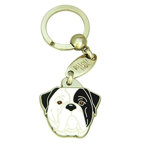 <h3>Personalized dog tag or keychain – American bulldog black eyed | Handcrafted, Engraved & custom made | Unique gift for dog lovers – MjavHov</h3>

This beautifully handcrafted engraved dog tag is perfect for your American bulldog black eyed or as a stylish personalized keychain. Each piece is custom‑made with precise engraving, ensuring durability and a unique, meaningful look.

✨ <strong>Features:</strong>

Custom engraving with name, phone number, or your chosen text.
<strong>Color:</strong> colored/silver
<strong>Size:</strong> 32 x 33 mm (1.26 x 1.30 inch)
<strong>Engraving area:</strong> 21 x 18 mm (0.83 x 0.71 inch); recommended layout up to 4 lines, 15 characters per line.
<strong>Important:</strong> If you exceed the recommended text length, the engraving will be significantly smaller and may become difficult to read. For best readability, we strongly recommend keeping the text short and clear.

High‑quality, handmade craftsmanship.

Suitable as a dog tag for the collar or as a personal keychain.

A thoughtful gift for dog owners, American bulldog black eyed lovers, or pet enthusiasts.

Unique design by MjavHov.

🎁 <strong>Perfect for:</strong> 
 
Birthdays, new pets, Christmas, puppy arrivals, or as a heartfelt surprise.


<h3>About the breed – American bulldog black eyed</h3>
<section>
<h2>American Bulldog: Characteristics & Care</h2>
<p><strong>American Bulldog</strong> (American Bulldog) is a strong, confident, and loyal dog breed originating from the United States of America. The breed is currently <strong>not yet recognized by the FCI, although it is recognized by some other kennel organizations such as the UKC and NKC.</strong>, but it is highly valued as a family dog, watchdog, and working companion. It is known for its muscular build, short coat, and strong protective nature, while being loving and gentle with its family when properly trained.</p>
<h3>Temperament and Family Life</h3>
<p>American Bulldogs are very attached to their owners, playful, and often excellent with children when properly socialized. They are <strong>alert, courageous, and intelligent</strong>, which makes them reliable home watchdogs while remaining loyal and social companions. Because of their energy and confidence, they require consistent but calm training and enough daily activity.</p>
<h3>Physical Requirements & Exercise</h3>
<p>To live a healthy and happy life, an American Bulldog needs:</p>
<ul>
    <li><strong>Daily Exercise:</strong> Long walks, active play, and regular physical activity.</li>
    <li><strong>Environment:</strong> Enough space, close contact with family, and a stable home environment.</li>
    <li><strong>Grooming:</strong> Simple care of the short, dense <strong>single coat</strong> and regular skin and ear checks.</li>
</ul>
✨ <strong>Pro Tip:</strong>
<p>A personalized engraved dog tag beautifully highlights the powerful and elegant appearance of your American Bulldog while serving as a practical and stylish dog accessory.</p>
</section>
