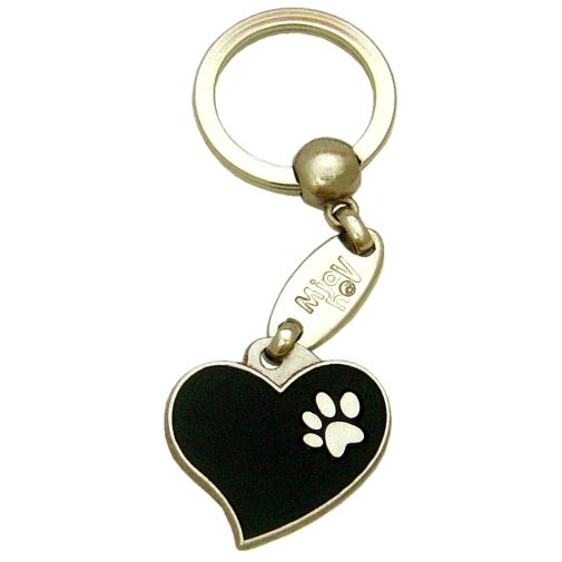 Custom personalized dog name tag Heart black

This unique, cute and quality dog id tag is offered with laser engraved name and phone no. or your custom text. Stainless steel split ring for easy attachment to your pets collar. All items are also available as keychains.
Gift for dogs and dog lovers.

Color: colored/silver
Size: 28 x 26 mm

Engraving area: 20 x 12 mm
Laser engraving personalization on the back side is included in the price. Enter the text you wish to have engraved. Suggestion: dog's name and phone number. We engrave on the back side of the tag. Engraving will be centered and easy to read. If you go over the recommended count then the text becomes smaller, and harder to read.

Metal, chrome plated dog tag or key ring. 
Hand made, hand colored, made in Slovenia. 

In stock.

