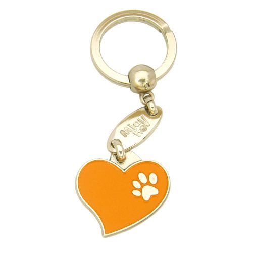 Custom personalized dog name tag Heart orange

This unique, cute and quality dog id tag is offered with laser engraved name and phone no. or your custom text. Stainless steel split ring for easy attachment to your pets collar. All items are also available as keychains.
Gift for dogs and dog lovers.

Color: colored/silver
Size: 28 x 26 mm

Engraving area: 20 x 12 mm
Laser engraving personalization on the back side is included in the price. Enter the text you wish to have engraved. Suggestion: dog's name and phone number. We engrave on the back side of the tag. Engraving will be centered and easy to read. If you go over the recommended count then the text becomes smaller, and harder to read.

Metal, chrome plated dog tag or key ring. 
Hand made, hand colored, made in Slovenia. 

In stock.
