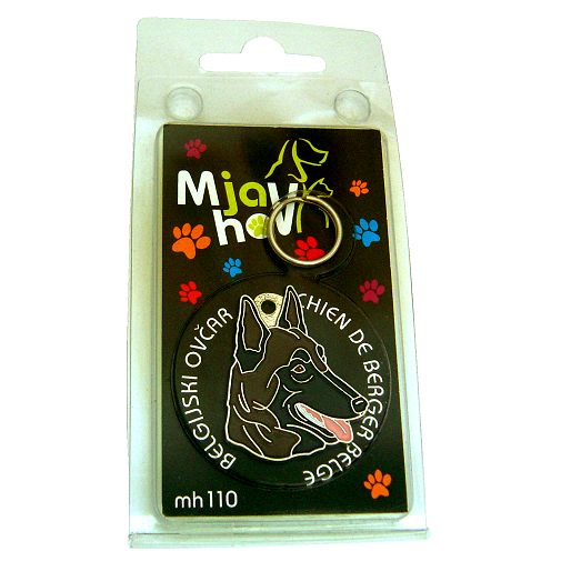 <h3>Custom personalized dog name tag Belgian shepherd, malinois dark brown</h3>
This unique, cute and quality dog id tag is offered with laser-engraved name and phone number or your custom text. It comes with a stainless steel split ring for easy attachment to your pet’s collar. All items are also available as keychains.
A perfect gift for dogs and dog lovers.

<strong>Color:</strong> colored/silver
<strong>Size:</strong> 36 x 30 mm (1.42 x 1.18 inch)
<strong>Engraving area:</strong> 18 x 16 mm (0.71 x 0.63 inch); recommended layout up to 4 lines, 15 characters per line.

Laser engraving on the back side is included in the price. Please enter the text you would like engraved (recommended: dog’s name and phone number). The engraving will be centered and easy to read. 
<strong>Important:</strong> If you exceed the recommended text length, the engraving will be significantly smaller and may become difficult to read. For best readability, we strongly recommend keeping the text short and clear.

Metal, chrome plated dog tag or key ring. 
Hand made, hand colored, made in Slovenia. 

In stock.

<h3>About the breed – Belgian shepherd, malinois dark brown</h3>
<section>
<h2>Belgian Shepherd (Malinois): Characteristics & Care</h2>
<p><strong>The Belgian Shepherd Malinois</strong> is a medium-sized, extremely hardworking and intelligent dog breed originating from Belgium. It belongs to the <strong>FCI Group 1 (Sheepdogs and Cattle Dogs)</strong>. It was bred as a <strong>working and family dog</strong>, known for its short coat, athletic build, and exceptional trainability.</p>
<h3>Temperament and Family Life</h3>
<p>The Malinois is a very loyal and protective family dog that gets along well with children with proper socialization. It is <strong>alert, confident, and highly intelligent</strong>, making it an excellent watchdog and working dog, but it requires consistent training. Its energetic and focused nature suits active owners who can provide enough mental stimulation.</p>
<h3>Physical Requirements & Exercise</h3>
<p>To live a healthy and happy life, the Belgian Shepherd Malinois needs:</p>
<ul>
    <li><strong>Daily Exercise:</strong> Intensive activities, training, and long walks.</li>
    <li><strong>Environment:</strong> An active environment with plenty of space and tasks.</li>
    <li><strong>Grooming:</strong> Occasional brushing of the short, dense <strong>double coat</strong>.</li>
</ul>
<p><strong>Pro Tip:</strong> A personalized engraved dog tag highlights the strong and elegant appearance of the Malinois while serving as a practical and modern dog accessory.</p>
</section>
