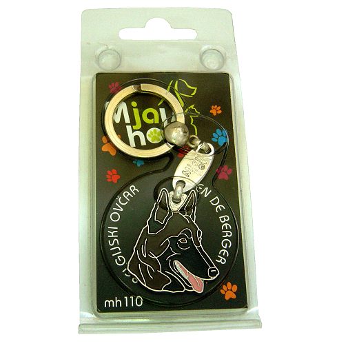<h3>Custom personalized dog name tag Belgian shepherd, malinois dark brown</h3>
This unique, cute and quality dog id tag is offered with laser-engraved name and phone number or your custom text. It comes with a stainless steel split ring for easy attachment to your pet’s collar. All items are also available as keychains.
A perfect gift for dogs and dog lovers.

<strong>Color:</strong> colored/silver
<strong>Size:</strong> 36 x 30 mm (1.42 x 1.18 inch)
<strong>Engraving area:</strong> 18 x 16 mm (0.71 x 0.63 inch); recommended layout up to 4 lines, 15 characters per line.

Laser engraving on the back side is included in the price. Please enter the text you would like engraved (recommended: dog’s name and phone number). The engraving will be centered and easy to read. 
<strong>Important:</strong> If you exceed the recommended text length, the engraving will be significantly smaller and may become difficult to read. For best readability, we strongly recommend keeping the text short and clear.

Metal, chrome plated dog tag or key ring. 
Hand made, hand colored, made in Slovenia. 

In stock.

<h3>About the breed – Belgian shepherd, malinois dark brown</h3>
<section>
<h2>Belgian Shepherd (Malinois): Characteristics & Care</h2>
<p><strong>The Belgian Shepherd Malinois</strong> is a medium-sized, extremely hardworking and intelligent dog breed originating from Belgium. It belongs to the <strong>FCI Group 1 (Sheepdogs and Cattle Dogs)</strong>. It was bred as a <strong>working and family dog</strong>, known for its short coat, athletic build, and exceptional trainability.</p>
<h3>Temperament and Family Life</h3>
<p>The Malinois is a very loyal and protective family dog that gets along well with children with proper socialization. It is <strong>alert, confident, and highly intelligent</strong>, making it an excellent watchdog and working dog, but it requires consistent training. Its energetic and focused nature suits active owners who can provide enough mental stimulation.</p>
<h3>Physical Requirements & Exercise</h3>
<p>To live a healthy and happy life, the Belgian Shepherd Malinois needs:</p>
<ul>
    <li><strong>Daily Exercise:</strong> Intensive activities, training, and long walks.</li>
    <li><strong>Environment:</strong> An active environment with plenty of space and tasks.</li>
    <li><strong>Grooming:</strong> Occasional brushing of the short, dense <strong>double coat</strong>.</li>
</ul>
<p><strong>Pro Tip:</strong> A personalized engraved dog tag highlights the strong and elegant appearance of the Malinois while serving as a practical and modern dog accessory.</p>
</section>
