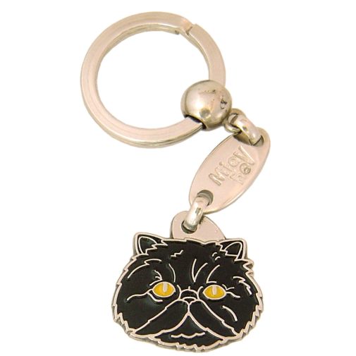 Custom personalized cat name tag Persian cat black

This unique, cute and quality cat id tag is offered with laser engraved name and phone no. or your custom text. Stainless steel split ring for easy attachment to your pets collar. All items are also available as keychains.
Gift for cats and cat lovers.

Color: colored/silver
Size: 27 x 26 mm

Engraving area: 20 x 15 mm
Laser engraving personalization on the back side is included in the price. Enter the text you wish to have engraved. Suggestion: cat's name and phone number. We engrave on the back side of the tag. Engraving will be centered and easy to read. If you go over the recommended count then the text becomes smaller, and harder to read.

Metal, chrome plated cat tag or key ring. 
Hand made, hand colored, made in Slovenia. 

In stock.

