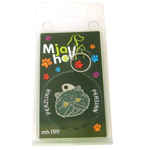 Custom personalized cat name tag Persian cat blue

This unique, cute and quality cat id tag is offered with laser engraved name and phone no. or your custom text. Stainless steel split ring for easy attachment to your pets collar. All items are also available as keychains.
Gift for cats and cat lovers.

Color: colored/silver
Size: 27 x 26 mm

Engraving area: 20 x 15 mm
Laser engraving personalization on the back side is included in the price. Enter the text you wish to have engraved. Suggestion: cat's name and phone number. We engrave on the back side of the tag. Engraving will be centered and easy to read. If you go over the recommended count then the text becomes smaller, and harder to read.

Metal, chrome plated cat tag or key ring. 
Hand made, hand colored, made in Slovenia. 

In stock.
