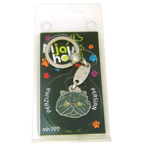 Custom personalized cat name tag Persian cat blue

This unique, cute and quality cat id tag is offered with laser engraved name and phone no. or your custom text. Stainless steel split ring for easy attachment to your pets collar. All items are also available as keychains.
Gift for cats and cat lovers.

Color: colored/silver
Size: 27 x 26 mm

Engraving area: 20 x 15 mm
Laser engraving personalization on the back side is included in the price. Enter the text you wish to have engraved. Suggestion: cat's name and phone number. We engrave on the back side of the tag. Engraving will be centered and easy to read. If you go over the recommended count then the text becomes smaller, and harder to read.

Metal, chrome plated cat tag or key ring. 
Hand made, hand colored, made in Slovenia. 

In stock.
