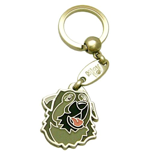 <h3>Custom personalized dog name tag Karst shepherd black muzzle</h3>
This unique, cute and quality dog id tag is offered with laser-engraved name and phone number or your custom text. It comes with a stainless steel split ring for easy attachment to your pet’s collar. All items are also available as keychains.
A perfect gift for dogs and dog lovers.

<strong>Color:</strong> colored/silver
<strong>Size:</strong> 30 x 35 mm (1.18 x 1.38 inch)
<strong>Engraving area:</strong> 20 x 20 mm (0.79 x 0.79 inch); recommended layout up to 4 lines, 15 characters per line.

Laser engraving on the back side is included in the price. Please enter the text you would like engraved (recommended: dog’s name and phone number). The engraving will be centered and easy to read. 
<strong>Important:</strong> If you exceed the recommended text length, the engraving will be significantly smaller and may become difficult to read. For best readability, we strongly recommend keeping the text short and clear.

Metal, chrome plated dog tag or key ring. 
Hand made, hand colored, made in Slovenia. 

In stock.

<h3>About the breed – Karst shepherd black muzzle</h3>
<section>
<h2>Karst Shepherd: Characteristics & Care</h2>
<p><strong>Karst Shepherd</strong> (Karst Shepherd, Kraski Ovčar) is a medium-sized, strong and loyal dog breed originating from Slovenia. It belongs to the <strong>FCI Group 2 (Pinschers, Schnauzers, Molossoids and Swiss Mountain Dogs)</strong> and was bred as a <strong>herding and guarding dog</strong>, known for its brave nature, protective instinct, and dense iron-grey coat.</p>
<h3>Temperament and Family Life</h3>
<p>Karst Shepherds are very loyal, calm and devoted to their family, while also being <strong>alert, intelligent and confident</strong>. They are generally gentle and protective with children, but require early socialization to maintain a balanced temperament, while their natural caution ensures excellent watchdog abilities.</p>
<h3>Physical Requirements & Exercise</h3>
<p>To live a healthy and happy life, a Karst Shepherd needs:</p>
<ul>
    <li><strong>Daily Exercise:</strong> Moderate to high activity, long walks and tasks involving work or guarding.</li>
    <li><strong>Environment:</strong> A spacious and secure environment, ideally with a yard or countryside.</li>
    <li><strong>Grooming:</strong> Regular brushing of the dense, medium-length <strong>double coat</strong>.</li>
</ul>
<p><strong>Pro Tip:</strong> A <strong>personalized engraved dog tag</strong> highlights the powerful and noble appearance of the Karst Shepherd while serving as a durable and elegant accessory.</p>
</section>
