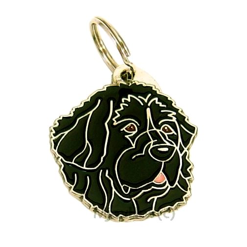 <h3>Custom personalized dog name tag Newfoundland</h3>
This unique, cute and quality dog id tag is offered with laser-engraved name and phone number or your custom text. It comes with a stainless steel split ring for easy attachment to your pet’s collar. All items are also available as keychains.
A perfect gift for dogs and dog lovers.

<strong>Color:</strong> colored/silver
<strong>Size:</strong> 32 x 36 mm (1.26 x 1.42 inch)
<strong>Engraving area:</strong> 23 x 20 mm (0.91 x 0.79 inch); recommended layout up to 4 lines, 15 characters per line.

Laser engraving on the back side is included in the price. Please enter the text you would like engraved (recommended: dog’s name and phone number). The engraving will be centered and easy to read. 
<strong>Important:</strong> If you exceed the recommended text length, the engraving will be significantly smaller and may become difficult to read. For best readability, we strongly recommend keeping the text short and clear.

Metal, chrome plated dog tag or key ring. 
Hand made, hand colored, made in Slovenia. 

In stock.

<h3>About the breed – Newfoundland</h3>
<section>
<h2>Newfoundland Dog (Newfoundland): Characteristics & Care</h2>
<p>The <strong>Newfoundland Dog</strong> (Newfoundland) is a large, powerful, and exceptionally gentle dog breed originating from Canada. It belongs to the <strong>FCI Group 2 (Pinscher and Schnauzer - Molossoid breeds - Swiss Mountain and Cattle Dogs)</strong>. It was bred as a <strong>working and family dog</strong>, known for its dense, water-resistant coat, great strength, and natural lifesaving abilities in water.</p>
<h3>Temperament and Family Life</h3>
<p>Newfoundlands are extremely <strong>friendly, patient, and affectionate</strong>, making them excellent family dogs and very suitable for living with children. They are <strong>alert, loyal, and protective</strong>, which makes them reliable watchdogs while remaining calm and gentle. Their calm and kind nature makes them ideal for families looking for a large yet gentle companion.</p>
<h3>Physical Requirements & Exercise</h3>
<p>To live a healthy and happy life, a Newfoundland dog needs:</p>
<ul>
    <li><strong>Daily Exercise:</strong> Moderate activity, walks, and preferably swimming.</li>
    <li><strong>Environment:</strong> A spacious home with access to outdoor areas and a cooler climate.</li>
    <li><strong>Grooming:</strong> Regular brushing of the thick, double <strong>water-resistant coat</strong>.</li>
</ul>
<p><strong>Pro Tip:</strong> A <strong>personalized engraved dog tag</strong> beautifully complements the noble appearance of your Newfoundland while serving as an elegant and practical accessory.</p>
</section>
