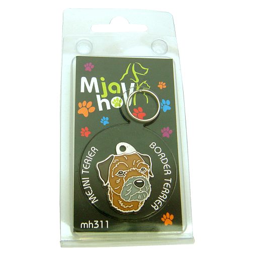 <h3>Custom personalized dog name tag Border terrier</h3>
This unique, cute and quality dog id tag is offered with laser-engraved name and phone number or your custom text. It comes with a stainless steel split ring for easy attachment to your pet’s collar. All items are also available as keychains.
A perfect gift for dogs and dog lovers.

<strong>Color:</strong> colored/silver
<strong>Size:</strong> 26 x 32 mm (1.02 x 1.26 inch)
<strong>Engraving area:</strong> 18 x 18 mm (0.71 x 0.71 inch); recommended layout up to 4 lines, 15 characters per line.

Laser engraving on the back side is included in the price. Please enter the text you would like engraved (recommended: dog’s name and phone number). The engraving will be centered and easy to read. 
<strong>Important:</strong> If you exceed the recommended text length, the engraving will be significantly smaller and may become difficult to read. For best readability, we strongly recommend keeping the text short and clear.

Metal, chrome plated dog tag or key ring. 
Hand made, hand colored, made in Slovenia. 

In stock.

<h3>About the breed – Border terrier</h3>
<section>
<h2>Border Terrier: Breed Characteristics & Care</h2>
<p><strong>Border Terrier</strong> (also known as Border Terrier dog) is a small, hardy, and highly energetic dog breed originating from the border region between England and Scotland. It belongs to the <strong>FCI Group 3 (Terriers)</strong>. Originally bred as a <strong>hunting dog</strong> for tracking foxes, it is known for its persistence, speed, and exceptional adaptability in challenging conditions.</p>
<h3>Temperament and Family Life</h3>
<p>Border Terriers are affectionate family dogs, very good with children and strongly attached to their owners. They are <strong>alert, brave, and intelligent</strong>, which makes them reliable little watchdogs while remaining friendly and sociable. Their playful and lively nature makes them excellent companions for active individuals and families.</p>
<h3>Physical Requirements & Exercise</h3>
<p>To live a healthy and happy life, a Border Terrier needs:</p>
<ul>
    <li><strong>Daily Exercise:</strong> Plenty of activity, play, and exploration.</li>
    <li><strong>Environment:</strong> Thrives in an active home with enough stimulation.</li>
    <li><strong>Grooming:</strong> Regular care of its characteristic <strong>wiry coat</strong>.</li>
</ul>
<p><strong>Pro Tip:</strong> A <strong>personalized engraved dog tag</strong> beautifully highlights the unique and lively personality of your Border Terrier while serving as a stylish and practical accessory.</p>
</section>
