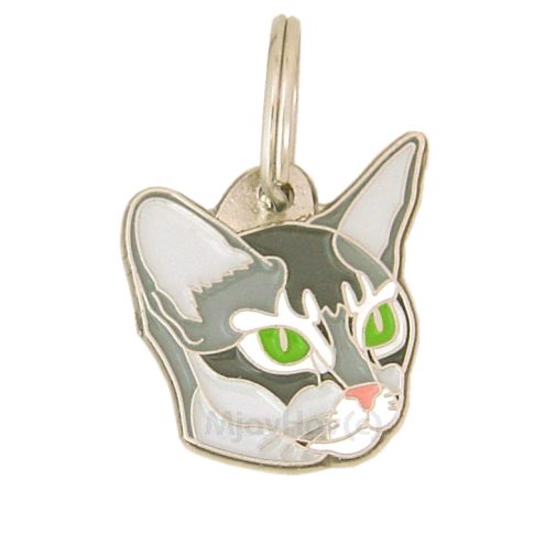 Custom personalized cat name tag Abyssinian blue

This unique, cute and quality cat id tag is offered with laser engraved name and phone no. or your custom text. Stainless steel split ring for easy attachment to your pets collar. All items are also available as keychains.
Gift for cats and cat lovers.

Color: colored/silver
Size: 27 x 26 mm

Engraving area: 20 x 15 mm
Laser engraving personalization on the back side is included in the price. Enter the text you wish to have engraved. Suggestion: cat's name and phone number. We engrave on the back side of the tag. Engraving will be centered and easy to read. If you go over the recommended count then the text becomes smaller, and harder to read.

Metal, chrome plated cat tag or key ring. 
Hand made, hand colored, made in Slovenia. 

In stock.

