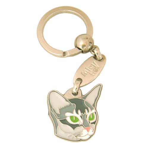 Custom personalized cat name tag Abyssinian blue

This unique, cute and quality cat id tag is offered with laser engraved name and phone no. or your custom text. Stainless steel split ring for easy attachment to your pets collar. All items are also available as keychains.
Gift for cats and cat lovers.

Color: colored/silver
Size: 27 x 26 mm

Engraving area: 20 x 15 mm
Laser engraving personalization on the back side is included in the price. Enter the text you wish to have engraved. Suggestion: cat's name and phone number. We engrave on the back side of the tag. Engraving will be centered and easy to read. If you go over the recommended count then the text becomes smaller, and harder to read.

Metal, chrome plated cat tag or key ring. 
Hand made, hand colored, made in Slovenia. 

In stock.
