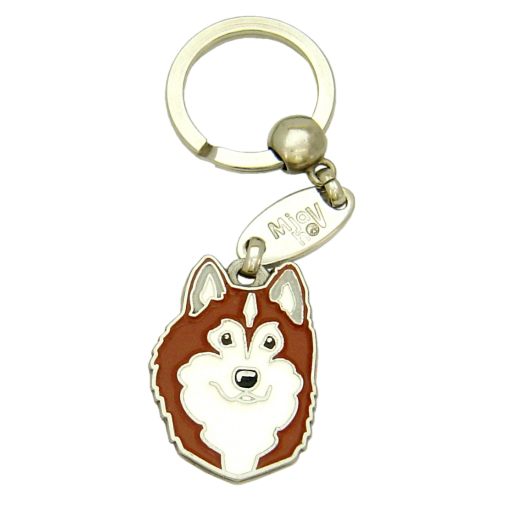 <h3>Custom personalized dog name tag Alaskan malamute brown</h3>
This unique, cute and quality dog id tag is offered with laser-engraved name and phone number or your custom text. It comes with a stainless steel split ring for easy attachment to your pet’s collar. All items are also available as keychains.
A perfect gift for dogs and dog lovers.

<strong>Color:</strong> colored/silver
<strong>Size:</strong> 26 x 35 mm (1.02 x 1.38 inch)
<strong>Engraving area:</strong> 22 x 23 mm (0.87 x 0.91 inch); recommended layout up to 4 lines, 15 characters per line.

Laser engraving on the back side is included in the price. Please enter the text you would like engraved (recommended: dog’s name and phone number). The engraving will be centered and easy to read. 
<strong>Important:</strong> If you exceed the recommended text length, the engraving will be significantly smaller and may become difficult to read. For best readability, we strongly recommend keeping the text short and clear.

Metal, chrome plated dog tag or key ring. 
Hand made, hand colored, made in Slovenia. 

In stock.

<h3>About the breed – Alaskan malamute brown</h3>
<section>
<h2>Alaskan Malamute Breed Profile: Characteristics & Care</h2>
<p>The <strong>Alaskan Malamute</strong> (also known as Alaskan Malamute dog) is a powerful, loyal, and impressive Arctic breed known for its strength and endurance. It belongs to the <strong>FCI Group 5 (Spitz and Primitive Types)</strong> and was originally bred as a <strong>sled dog</strong> capable of hauling heavy loads across long distances in extreme conditions. This breed stands out with its wolf-like appearance, thick double coat, and dignified posture, making it both functional and visually striking. Despite its working background, it is also a devoted companion that forms strong bonds with its family.</p>
<h3>Temperament and Family Life</h3>
<p>Alaskan Malamutes are affectionate, social, and dependable family dogs that generally get along well with children when properly trained and socialized. They are not typical watchdogs, but their <strong>alert and confident nature</strong> gives them a naturally impressive presence. Their strong <strong>pack instinct</strong> means they thrive in structured households where leadership is clear and consistent. They are playful yet persistent, making them ideal for active families who enjoy outdoor activities and challenges.</p>
<h3>Physical Requirements & Exercise</h3>
<p>To keep an Alaskan Malamute healthy and happy, owners must meet several important needs:</p>
<ul>
    <li><strong>Daily Exercise:</strong> Requires long walks, running, or pulling activities to satisfy its high energy and working drive.</li>
    <li><strong>Space:</strong> Needs a spacious environment, ideally with a secure yard to explore and move freely.</li>
    <li><strong>Grooming:</strong> Regular brushing is essential to maintain the dense <strong>double coat</strong> and manage seasonal shedding.</li>
</ul>
<p><strong>Pro Tip:</strong> A <strong>personalized engraved dog tag</strong> is a perfect way to complement the Malamute’s majestic look while adding a practical and stylish piece of dog jewelry for everyday safety.</p>
</section>
