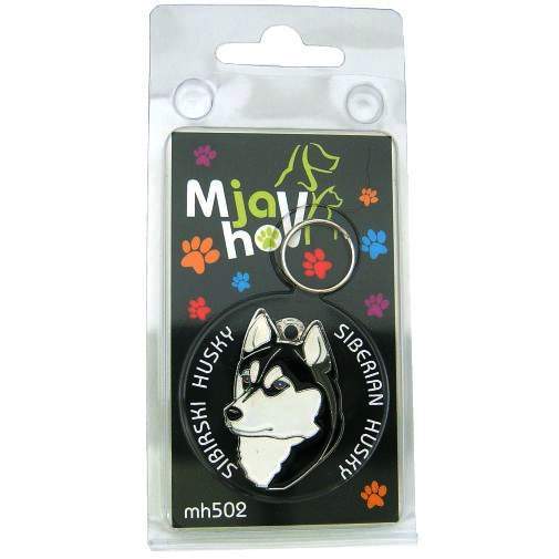 <h3>Custom personalized dog name tag Siberian husky black, brown eyes</h3>
This unique, cute and quality dog id tag is offered with laser-engraved name and phone number or your custom text. It comes with a stainless steel split ring for easy attachment to your pet’s collar. All items are also available as keychains.
A perfect gift for dogs and dog lovers.

<strong>Color:</strong> colored/silver
<strong>Size:</strong> 26 x 36 mm (1.02 x 1.42 inch)
<strong>Engraving area:</strong> 18 x 22 mm (0.71 x 0.87 inch); recommended layout up to 4 lines, 15 characters per line.

Laser engraving on the back side is included in the price. Please enter the text you would like engraved (recommended: dog’s name and phone number). The engraving will be centered and easy to read. 
<strong>Important:</strong> If you exceed the recommended text length, the engraving will be significantly smaller and may become difficult to read. For best readability, we strongly recommend keeping the text short and clear.

Metal, chrome plated dog tag or key ring. 
Hand made, hand colored, made in Slovenia. 

In stock.

<h3>About the breed – Siberian husky black, brown eyes</h3>
<section>
<h2>Siberian Husky: Characteristics & Care</h2>
<p>The <strong>Siberian Husky</strong> is a medium-sized, resilient, and energetic dog breed originating from northeastern Asia. It belongs to the <strong>FCI Group 5 (Spitz and Primitive Types)</strong>. It was bred as a <strong>sled dog</strong>, known for its exceptional endurance, speed, and ability to work in harsh weather conditions.</p>
<h3>Temperament and Family Life</h3>
<p>Siberian Huskies are friendly, social, and very attached to people, making them excellent family dogs and great with children. They are <strong>alert, intelligent, and playful</strong>, but not typical watchdogs as they are often friendly toward strangers. Their energetic and independent nature requires consistent training and an active lifestyle.</p>
<h3>Physical Requirements & Exercise</h3>
<p>To live a healthy and happy life, a Siberian Husky needs:</p>
<ul>
    <li><strong>Daily Exercise:</strong> Plenty of running, activity, and mental stimulation.</li>
    <li><strong>Environment:</strong> Space to move and a cooler climate that suits them.</li>
    <li><strong>Grooming:</strong> Regular brushing of the thick <strong>double coat</strong>, especially during shedding.</li>
</ul>
<p><strong>Pro Tip:</strong> A <strong>personalized engraved dog tag</strong> beautifully highlights the sporty and elegant appearance of your Siberian Husky while serving as a practical and stylish accessory.</p>
</section>
