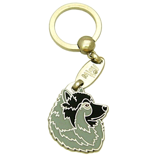 <h3>Custom personalized dog name tag Keeshond</h3>
This unique, cute and quality dog id tag is offered with laser-engraved name and phone number or your custom text. It comes with a stainless steel split ring for easy attachment to your pet’s collar. All items are also available as keychains.
A perfect gift for dogs and dog lovers.

<strong>Color:</strong> colored/silver
<strong>Size:</strong> 30 x 36 mm (1.18 x 1.42 inch)
<strong>Engraving area:</strong> 20 x 15 mm (0.79 x 0.59 inch); recommended layout up to 4 lines, 15 characters per line.

Laser engraving on the back side is included in the price. Please enter the text you would like engraved (recommended: dog’s name and phone number). The engraving will be centered and easy to read. 
<strong>Important:</strong> If you exceed the recommended text length, the engraving will be significantly smaller and may become difficult to read. For best readability, we strongly recommend keeping the text short and clear.

Metal, chrome plated dog tag or key ring. 
Hand made, hand colored, made in Slovenia. 

In stock.

<h3>About the breed – Keeshond</h3>
<section>
<h2>Keeshond Dog Breed Profile: Characteristics & Care</h2>
<p>The <strong>Keeshond</strong> (also known as Dutch Barge Dog) is a friendly, lively, and impressive companion breed known for its thick coat and expressive “spectacle” markings around the eyes. It belongs to the <strong>FCI Group 5 (Spitz and Primitive Types)</strong>. Originally kept as a watchdog on boats and barges, it is valued for its alertness, loyalty, and strong bond with people. Its plush double coat and fox-like face give it a charming and distinctive appearance.</p>
<h3>Temperament and Family Life</h3>
<p>Keeshonds are affectionate family dogs that are excellent with children and thrive in social environments. They are <strong>alert, intelligent, and vocal</strong>, making them reliable watchdogs while remaining friendly and approachable. Their people-oriented nature means they enjoy constant companionship and interaction. Playful and persistent, they bring joy and energy into any home.</p>
<h3>Physical Requirements & Exercise</h3>
<p>To keep a Keeshond healthy and happy, owners should provide:</p>
<ul>
    <li><strong>Daily Exercise:</strong> Moderate activity such as walks and playtime.</li>
    <li><strong>Space:</strong> A comfortable living environment with regular interaction.</li>
    <li><strong>Grooming:</strong> Frequent brushing to maintain their thick <strong>double coat</strong>.</li>
</ul>
<p><strong>Pro Tip:</strong> A <strong>personalized engraved dog tag</strong> is a stylish accessory that enhances your Keeshond’s fluffy charm while ensuring safety on every adventure.</p>
</section>
