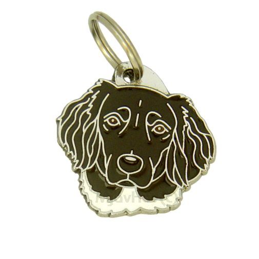 <h3>Custom personalized dog name tag Munsterländer brown</h3>
This unique, cute and quality dog id tag is offered with laser-engraved name and phone number or your custom text. It comes with a stainless steel split ring for easy attachment to your pet’s collar. All items are also available as keychains.
A perfect gift for dogs and dog lovers.

<strong>Color:</strong> colored/silver
<strong>Size:</strong> 32 x 32 mm (1.26 x 1.26 inch)
<strong>Engraving area:</strong> 21 x 17 mm (0.83 x 0.67 inch); recommended layout up to 4 lines, 15 characters per line.

Laser engraving on the back side is included in the price. Please enter the text you would like engraved (recommended: dog’s name and phone number). The engraving will be centered and easy to read. 
<strong>Important:</strong> If you exceed the recommended text length, the engraving will be significantly smaller and may become difficult to read. For best readability, we strongly recommend keeping the text short and clear.

Metal, chrome plated dog tag or key ring. 
Hand made, hand colored, made in Slovenia. 

In stock.

<h3>About the breed – Munsterländer brown</h3>
<section>
<h2>Münsterländer Dog Breed Profile: Characteristics & Care</h2>
<p>The <strong>Münsterländer</strong> (also known as Large Münsterländer or Small Münsterländer depending on the type) is a versatile, loyal, and impressive hunting breed known for its intelligence and elegant appearance. It belongs to the <strong>FCI Group 7 (Pointing Dogs)</strong>. Originally bred as a <strong>hunting dog</strong>, it excels in pointing, retrieving, and tracking with remarkable precision and endurance. Its distinctive black-and-white or brown-and-white coat and balanced build give it a refined yet athletic look.</p>
<h3>Temperament and Family Life</h3>
<p>Münsterländers are affectionate and devoted family dogs that are great with children and thrive in active households. They are <strong>alert, intelligent, and reliable</strong>, making them capable watchdogs while remaining friendly companions. Their strong willingness to work and please their owners makes them highly trainable. Energetic and persistent, they form deep bonds and enjoy being involved in daily family activities.</p>
<h3>Physical Requirements & Exercise</h3>
<p>To keep a Münsterländer healthy and happy, owners should provide:</p>
<ul>
    <li><strong>Daily Exercise:</strong> Plenty of activity including running, training, and outdoor exploration.</li>
    <li><strong>Space:</strong> A spacious and stimulating environment suited to their active nature.</li>
    <li><strong>Grooming:</strong> Regular brushing to maintain their medium-length coat.</li>
</ul>
<p><strong>Pro Tip:</strong> A <strong>personalized engraved dog tag</strong> is a stylish accessory that complements your Münsterländer’s elegant appearance while ensuring safety on every adventure.</p>
</section>
