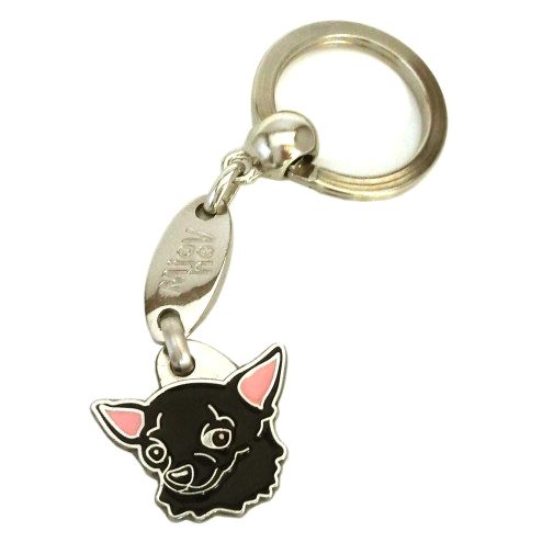 <h3>Personalized dog tag or keychain – Chihuahua black | Handcrafted, Engraved & custom made | Unique gift for dog lovers – MjavHov</h3>

This beautifully handcrafted engraved dog tag is perfect for your Chihuahua black or as a stylish personalized keychain. Each piece is custom‑made with precise engraving, ensuring durability and a unique, meaningful look.

✨ <strong>Features:</strong>

Custom engraving with name, phone number, or your chosen text.
<strong>Color:</strong> colored/silver
<strong>Size:</strong> 25 x 23 mm (0.98 x 0.91 inch)
<strong>Engraving area:</strong> 14 x 12 mm (0.55 x 0.47 inch); recommended layout up to 3 lines, 12 characters per line.
<strong>Important:</strong> If you exceed the recommended text length, the engraving will be significantly smaller and may become difficult to read. For best readability, we strongly recommend keeping the text short and clear.

High‑quality, handmade craftsmanship.

Suitable as a dog tag for the collar or as a personal keychain.

A thoughtful gift for dog owners, Chihuahua black lovers, or pet enthusiasts.

Unique design by MjavHov.

🎁 <strong>Perfect for:</strong> 
 
Birthdays, new pets, Christmas, puppy arrivals, or as a heartfelt surprise.


<h3>About the breed – Chihuahua black</h3>
<section>
<h2>Chihuahua: Characteristics & Care</h2>
<p>The <strong>Chihuahua</strong> is the smallest dog breed in the world, known for its confident personality and charming appearance. It belongs to the <strong>FCI Group 9 (Companion and Toy Dogs)</strong>. Originally bred as a <strong>companion dog</strong>, it stands out with its liveliness, intelligence, and strong attachment to its owner. Its large eyes, erect ears, and compact body give it a distinctive and recognizable look, and it comes in both short-haired and long-haired varieties.</p>
<h3>Temperament and Family Life</h3>
<p>Chihuahuas are loving family dogs that can be good with children when handled properly and with supervision. They are <strong>alert, brave, and very loyal</strong>, often acting as small watchdogs despite their size. Their strong bond with their owner and lively temperament make them devoted companions. Playful and curious, they bring joy, energy, and warmth into everyday life.</p>
<h3>Physical Requirements & Exercise</h3>
<p>To live a healthy and happy life, a Chihuahua needs:</p>
<ul>
    <li><strong>Daily Exercise:</strong> Short walks, playtime, and mental stimulation.</li>
    <li><strong>Environment:</strong> A warm, safe home and close contact with its owner.</li>
    <li><strong>Grooming:</strong> Regular brushing, especially for long-haired <strong>coat</strong> types.</li>
</ul>
✨ <strong>Pro Tip:</strong>

<p> A <strong>personalized engraved dog tag</strong> beautifully highlights the unique and elegant appearance of your Chihuahua while serving as a stylish and practical accessory.</p>
</section>
