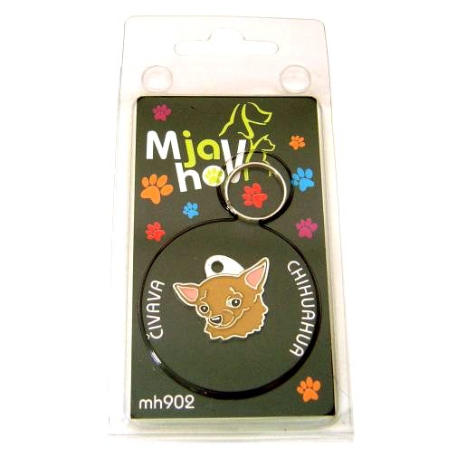 Custom personalized dog name tag Chihuahua brown

This unique, cute and quality dog id tag is offered with laser engraved name and phone no. or your custom text. Stainless steel split ring for easy attachment to your pets collar. All items are also available as keychains.
Gift for dogs and dog lovers.

Color: colored/silver
Size: 25 x 23 mm

Engraving area: 14 x 12 mm
Laser engraving personalization on the back side is included in the price. Enter the text you wish to have engraved. Suggestion: dog's name and phone number. We engrave on the back side of the tag. Engraving will be centered and easy to read. If you go over the recommended count then the text becomes smaller, and harder to read.

Metal, chrome plated dog tag or key ring. 
Hand made, hand colored, made in Slovenia. 

In stock.
