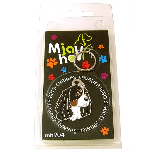<h3>Custom personalized dog name tag Cavalier king charles spaniel tricolor</h3>
This unique, cute and quality dog id tag is offered with laser-engraved name and phone number or your custom text. It comes with a stainless steel split ring for easy attachment to your pet’s collar. All items are also available as keychains.
A perfect gift for dogs and dog lovers.

<strong>Color:</strong> colored/silver
<strong>Size:</strong> 24 x 33 mm (0.94 x 1.30 inch)
<strong>Engraving area:</strong> 18 x 17 mm (0.71 x 0.67 inch); recommended layout up to 4 lines, 15 characters per line.

Laser engraving on the back side is included in the price. Please enter the text you would like engraved (recommended: dog’s name and phone number). The engraving will be centered and easy to read. 
<strong>Important:</strong> If you exceed the recommended text length, the engraving will be significantly smaller and may become difficult to read. For best readability, we strongly recommend keeping the text short and clear.

Metal, chrome plated dog tag or key ring. 
Hand made, hand colored, made in Slovenia. 

In stock.

<h3>About the breed – Cavalier king charles spaniel tricolor</h3>
<section>
<h2>Cavalier King Charles Spaniel: Characteristics & Care</h2>
<p>The <strong>Cavalier King Charles Spaniel</strong> is a small, elegant, and affectionate dog breed originating from Great Britain. It belongs to the <strong>FCI Group 9 (Companion and Toy Dogs)</strong>. Bred as a <strong>family companion</strong> and a favorite of nobility, it is known for its gentle expression, long ears, and silky, slightly wavy coat.</p>
<h3>Temperament and Family Life</h3>
<p>Cavaliers are extremely loving family dogs, excellent with children and strongly attached to their owners. They are <strong>alert, social, and intelligent</strong>, which allows them to act as gentle little watchdogs while remaining friendly toward strangers. Their calm, playful, and adaptable nature makes them ideal for both active families and quieter lifestyles.</p>
<h3>Physical Requirements & Exercise</h3>
<p>To live a healthy and happy life, a Cavalier King Charles Spaniel needs:</p>
<ul>
    <li><strong>Daily Exercise:</strong> Moderate activity, playtime, and regular walks.</li>
    <li><strong>Environment:</strong> A warm home and constant closeness to family.</li>
    <li><strong>Grooming:</strong> Regular brushing of the long, silky <strong>coat</strong> and ear care.</li>
</ul>
<p><strong>Pro Tip:</strong> A <strong>personalized engraved dog tag</strong> beautifully highlights the refined and charming appearance of your Cavalier while serving as a stylish and practical accessory.</p>
</section>
