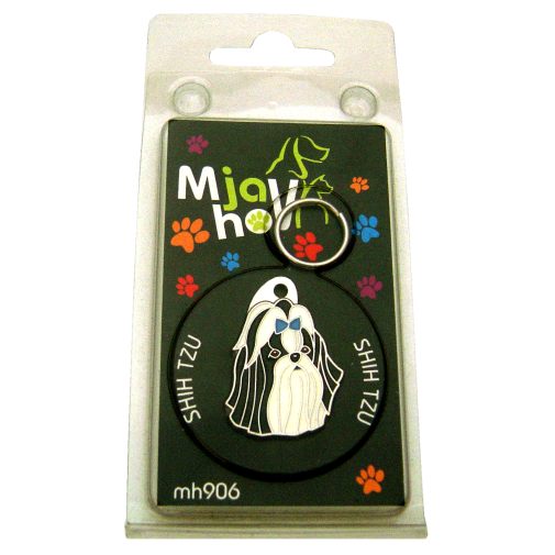 Custom personalized dog name tag Shih-tzu black blue

This unique, cute and quality dog id tag is offered with laser engraved name and phone no. or your custom text. Stainless steel split ring for easy attachment to your pets collar. All items are also available as keychains.
Gift for dogs and dog lovers.

Color: colored/silver
Size: 22 x 33 mm

Engraving area: 16 x 18 mm
Laser engraving personalization on the back side is included in the price. Enter the text you wish to have engraved. Suggestion: dog's name and phone number. We engrave on the back side of the tag. Engraving will be centered and easy to read. If you go over the recommended count then the text becomes smaller, and harder to read.

Metal, chrome plated dog tag or key ring. 
Hand made, hand colored, made in Slovenia. 

In stock.
