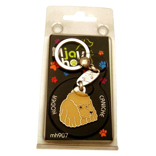 <h3>Personalized dog tag or keychain – Poodle apricot | Handcrafted, Engraved & custom made | Unique gift for dog lovers – MjavHov</h3>

This beautifully handcrafted engraved dog tag is perfect for your Poodle apricot or as a stylish personalized keychain. Each piece is custom‑made with precise engraving, ensuring durability and a unique, meaningful look.

✨ <strong>Features:</strong>

Custom engraving with name, phone number, or your chosen text.
<strong>Color:</strong> colored/silver
<strong>Size:</strong> 29 x 33 mm (1.14 x 1.30 inch)
<strong>Engraving area:</strong> 18 x 16 mm (0.71 x 0.63 inch); recommended layout up to 4 lines, 15 characters per line.
<strong>Important:</strong> If you exceed the recommended text length, the engraving will be significantly smaller and may become difficult to read. For best readability, we strongly recommend keeping the text short and clear.

High‑quality, handmade craftsmanship.

Suitable as a dog tag for the collar or as a personal keychain.

A thoughtful gift for dog owners, Poodle apricot lovers, or pet enthusiasts.

Unique design by MjavHov.

🎁 <strong>Perfect for:</strong> 
 
Birthdays, new pets, Christmas, puppy arrivals, or as a heartfelt surprise.


<h3>About the breed – Poodle apricot</h3>
<section>
<h2>Poodle: Characteristics & Care</h2>
<p><strong>Poodle</strong> (Poodle, Pudel) is an intelligent, elegant, and highly adaptable dog breed originating from France and Germany. It belongs to the <strong>FCI Group 9 (Companion and Toy Dogs)</strong> and is known for its curly, densely curled coat and exceptional trainability. It was bred as a <strong>family companion and water retriever</strong>, which makes it very attached to its owners, playful, and suitable both for active families and apartment living.</p>
<h3>Temperament and Family Life</h3>
<p>Poodles are affectionate, social, and often excellent with children, which makes them one of the most popular family dogs. They are <strong>alert, intelligent, and confident</strong>, so they quickly notice what is happening around them and can also serve as good watchdogs. Their adaptable and gentle nature allows pleasant living with families, individuals, and older owners.</p>
<h3>Physical Requirements & Exercise</h3>
<p>To live a healthy and happy life, a Poodle needs:</p>
<ul>
    <li><strong>Daily Exercise:</strong> Regular walks, mental games, and moderate to high daily activity.</li>
    <li><strong>Environment:</strong> A warm home, plenty of companionship, and enough mental stimulation.</li>
    <li><strong>Grooming:</strong> Regular trimming and brushing of the dense, curly <strong>single coat</strong>.</li>
</ul>
✨ <strong>Pro Tip:</strong>
<p>A personalized engraved dog tag beautifully highlights the elegant and proud appearance of your Poodle while serving as a stylish and practical dog accessory.</p>
</section>
