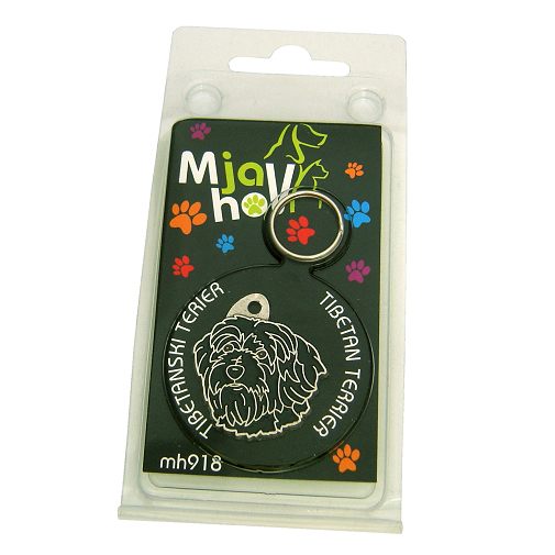 <h3>Custom personalized dog name tag Tibetan terrier black</h3>
This unique, cute and quality dog id tag is offered with laser-engraved name and phone number or your custom text. It comes with a stainless steel split ring for easy attachment to your pet’s collar. All items are also available as keychains.
A perfect gift for dogs and dog lovers.

<strong>Color:</strong> colored/silver
<strong>Size:</strong> 29 x 31 mm (1.14 x 1.22 inch)
<strong>Engraving area:</strong> 20 x 14 mm (0.79 x 0.55 inch); recommended layout up to 4 lines, 15 characters per line.

Laser engraving on the back side is included in the price. Please enter the text you would like engraved (recommended: dog’s name and phone number). The engraving will be centered and easy to read. 
<strong>Important:</strong> If you exceed the recommended text length, the engraving will be significantly smaller and may become difficult to read. For best readability, we strongly recommend keeping the text short and clear.

Metal, chrome plated dog tag or key ring. 
Hand made, hand colored, made in Slovenia. 

In stock.

<h3>About the breed – Tibetan terrier black</h3>
<section>
<h2>Tibetan Terrier: Characteristics & Care</h2>
<p><strong>The Tibetan Terrier</strong> (Tibetan Terrier) is a medium-sized, intelligent, and affectionate dog breed originating from Tibet. It belongs to the <strong>FCI Group 9 (Companion and Toy Dogs)</strong> and was traditionally bred as a <strong>family companion and monastery watchdog</strong>. It is recognizable for its long, dense double coat, strong paws, and friendly, attentive expression.</p>
<h3>Temperament and Family Life</h3>
<p>Tibetan Terriers are very attached to their family, gentle with children, and known for their <strong>loyalty, alertness, and adaptability</strong>. They can be somewhat reserved with strangers, yet they remain friendly and balanced, which makes them excellent family dogs and reliable little watchdogs. Their playful, intelligent, and sensitive nature allows them to adapt well to both active families and a calmer lifestyle.</p>
<h3>Physical Requirements & Exercise</h3>
<p>To live a healthy and happy life, a Tibetan Terrier needs:</p>
<ul>
    <li><strong>Daily Exercise:</strong> Regular walks, playtime, and mental stimulation.</li>
    <li><strong>Environment:</strong> Close contact with family and enough space for movement.</li>
    <li><strong>Grooming:</strong> Frequent brushing of the long, dense <strong>double coat</strong>.</li>
</ul>
<p><strong>Pro Tip:</strong> A personalized engraved dog tag beautifully complements the elegant and shaggy appearance of the Tibetan Terrier while serving as a practical and stylish accessory.</p>
</section>
