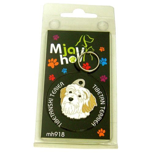 Custom personalized dog name tag Tibetan terrier white and cream

This unique, cute and quality dog id tag is offered with laser engraved name and phone no. or your custom text. Stainless steel split ring for easy attachment to your pets collar. All items are also available as keychains.
Gift for dogs and dog lovers.

Color: colored/silver
Size: 29 x 31 mm

Engraving area: 20 x 14 mm
Laser engraving personalization on the back side is included in the price. Enter the text you wish to have engraved. Suggestion: dog's name and phone number. We engrave on the back side of the tag. Engraving will be centered and easy to read. If you go over the recommended count then the text becomes smaller, and harder to read.

Metal, chrome plated dog tag or key ring. 
Hand made, hand colored, made in Slovenia. 

In stock.
