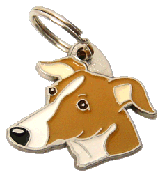 Whippet white brown - pet ID tag, dog ID tags, pet tags, personalized pet tags MjavHov - engraved pet tags online