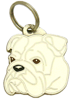 Bulldog white <br> (pet tag, engraving included)