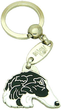 Borzoi black and white <br> (keyring, engraving included)