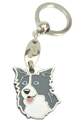 Border collie blue <br> (keyring, engraving included)